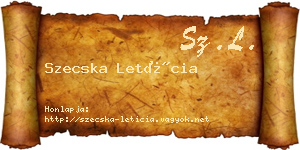 Szecska Letícia névjegykártya